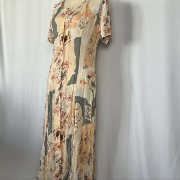 Together Orange Pink Sheath Midi Dress Casual Crew Neck - Picture 3 of 6